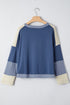 Textured Knit Star Patchwork Long Sleeve Pullover Top