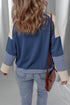 Textured Knit Star Patchwork Long Sleeve Pullover Top