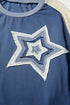 Textured Knit Star Patchwork Long Sleeve Pullover Top