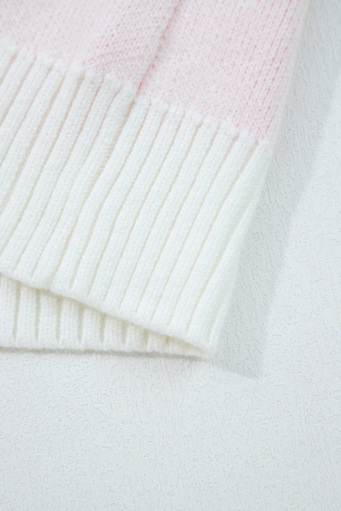 Textured Knit Star Print Crew Neck Sweater