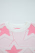 Textured Knit Star Print Crew Neck Sweater