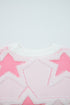 Textured Knit Star Print Crew Neck Sweater