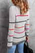 Textured Knit Stripe Crew Neck Tunic Sweater