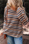 Textured Knit Striped Long Sleeve Relaxed Pullover Sweater