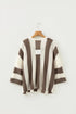 Textured Knit Striped Split Neck Pullover Sweater