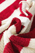 Textured Knit Striped Split Neck Pullover Sweater