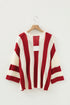 Textured Knit Striped Split Neck Pullover Sweater