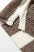 Textured Knit Striped Split Neck Pullover Sweater