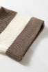 Textured Knit Striped Split Neck Pullover Sweater