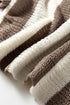 Textured Knit Striped Split Neck Pullover Sweater