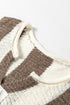 Textured Knit Striped Split Neck Pullover Sweater