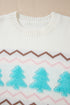 Textured Knit Tree And Chevron Pattern Sweater