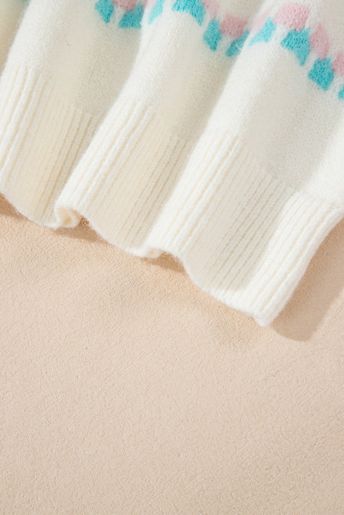 Textured Knit Tree And Chevron Pattern Sweater