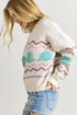 Textured Knit Tree And Chevron Pattern Sweater