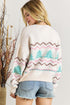 Textured Knit Tree And Chevron Pattern Sweater