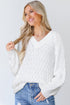 Textured Knit V Neck Balloon Sleeve Sweater