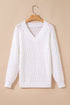 Textured Knit V Neck Balloon Sleeve Sweater
