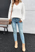 Textured Knit V Neck Balloon Sleeve Sweater