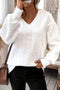 Textured Knit V Neck Drop Shoulder Relaxed Top