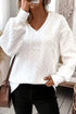 Textured Knit V Neck Drop Shoulder Relaxed Top