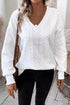 Textured Knit V Neck Drop Shoulder Relaxed Top