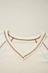 Textured Knit V Neck Exposed Seam Pullover Top