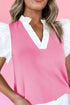 Textured Knit V Neck Ruffle Sleeve Casual Top