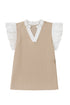 Textured Knit V Neck Ruffle Sleeve Casual Top