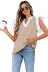Textured Knit V Neck Ruffle Sleeve Casual Top