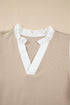 Textured Knit V Neck Ruffle Sleeve Casual Top