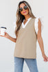 Textured Knit V Neck Ruffle Sleeve Casual Top