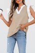 Textured Knit V Neck Ruffle Sleeve Casual Top
