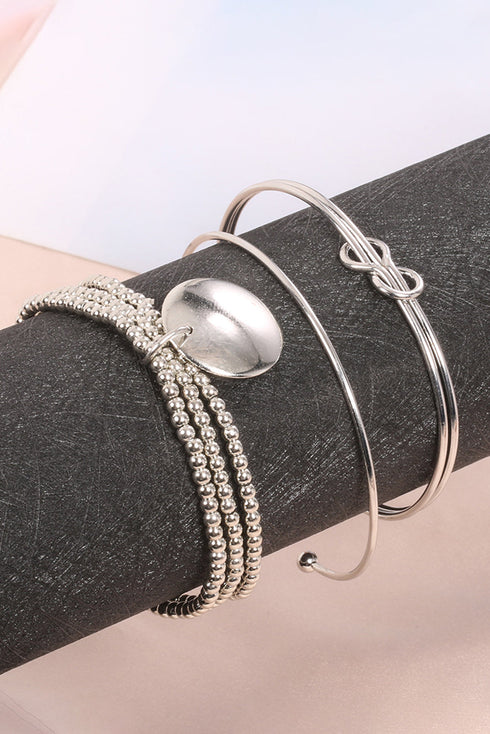 Textured Knotted Beaded Layering Trio Bracelet Set