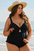 Textured Knotted Ruffle Trim One Piece Swimwear