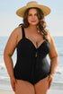 Textured Knotted Ruffle Trim One Piece Swimwear