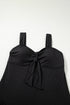 Textured Knotted Ruffle Trim One Piece Swimwear