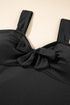Textured Knotted Ruffle Trim One Piece Swimwear