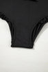 Textured Knotted Ruffle Trim One Piece Swimwear
