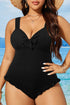 Textured Knotted Ruffle Trim One Piece Swimwear
