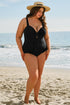 Textured Knotted Ruffle Trim One Piece Swimwear