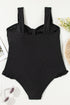 Textured Knotted Ruffle Trim One Piece Swimwear