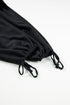 Textured Knotted Strap Button Drawstring Wide Leg Jumpsuit