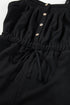 Textured Knotted Strap Button Drawstring Wide Leg Jumpsuit