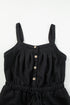 Textured Knotted Strap Button Drawstring Wide Leg Jumpsuit