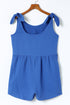 Textured Knotted Straps High Waist Wide Leg Romper
