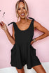 Textured Knotted Straps High Waist Wide Leg Romper
