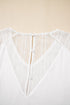 Textured Lace Crochet Button Back V Neck Cotton Shirt