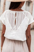 Textured Lace Crochet Button Back V Neck Cotton Shirt