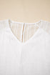Textured Lace Crochet Button Back V Neck Cotton Shirt