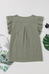 Textured Lace Flutter Sleeve V Neck Shirt